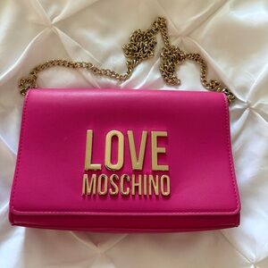 Love Moschino Pink and Gold Chain Bag Purse